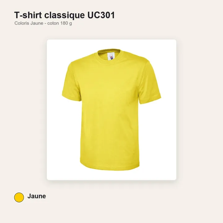Tee-Shirt mixte col rond 180 gr UC301 UNEEK jaune