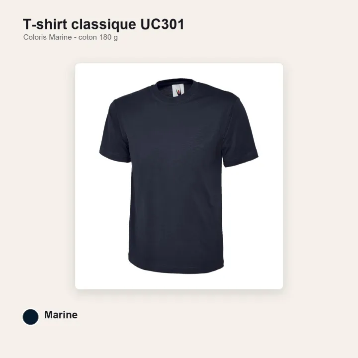 Tee-Shirt mixte col rond 180 gr UC301 UNEEK marine
