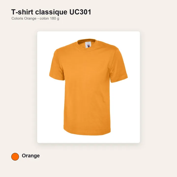 Tee-Shirt mixte col rond 180 gr UC301 UNEEK orange