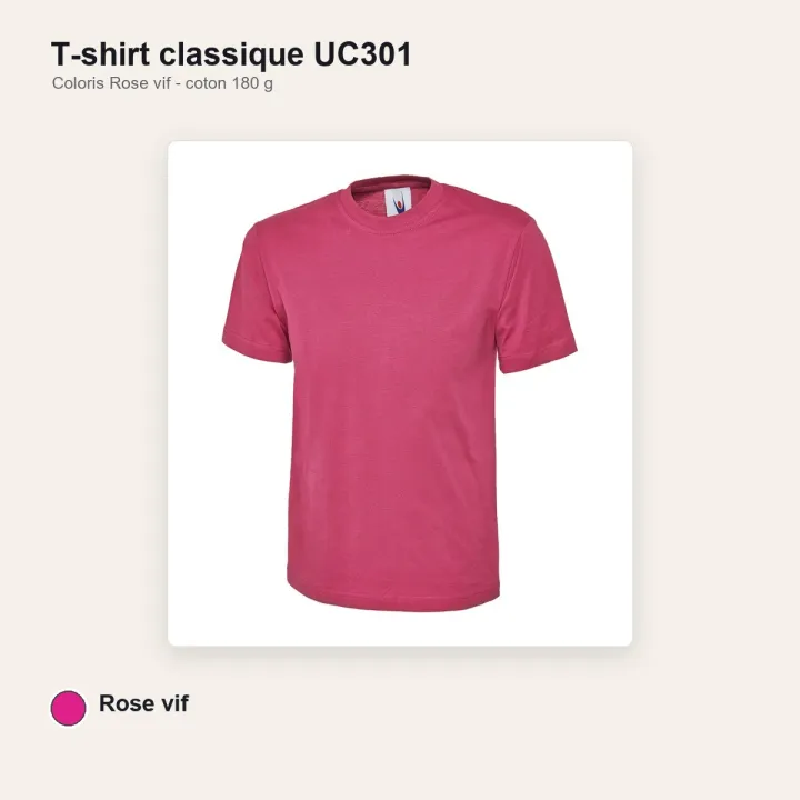 Tee-Shirt mixte col rond 180 gr UC301 UNEEK rose