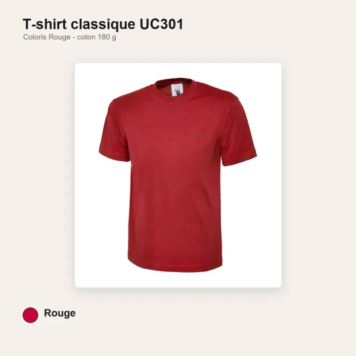 Tee-Shirt mixte col rond 180 gr UC301 UNEEK rouge