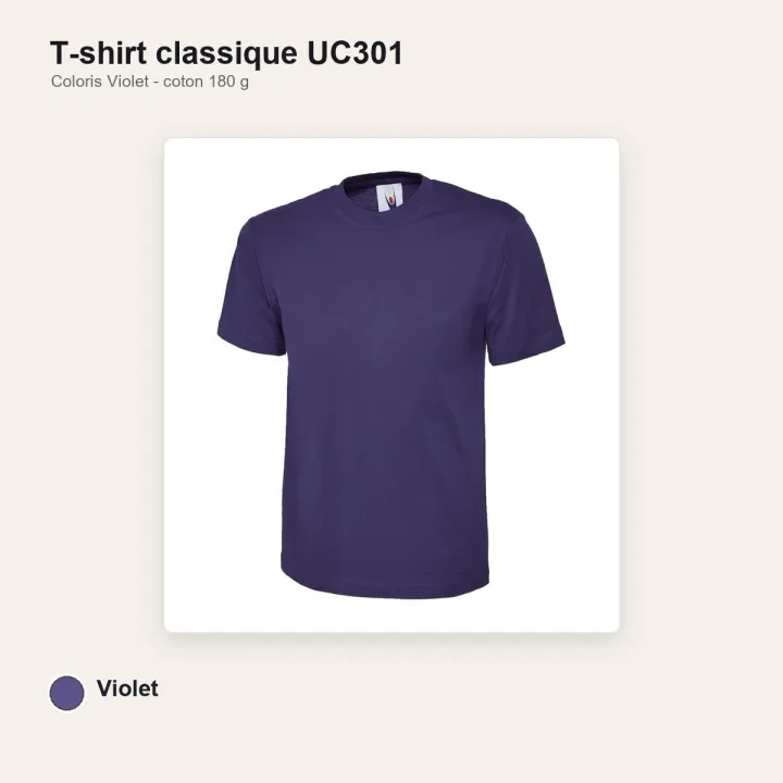 Tee-Shirt mixte col rond 180 gr UC301 UNEEK violet