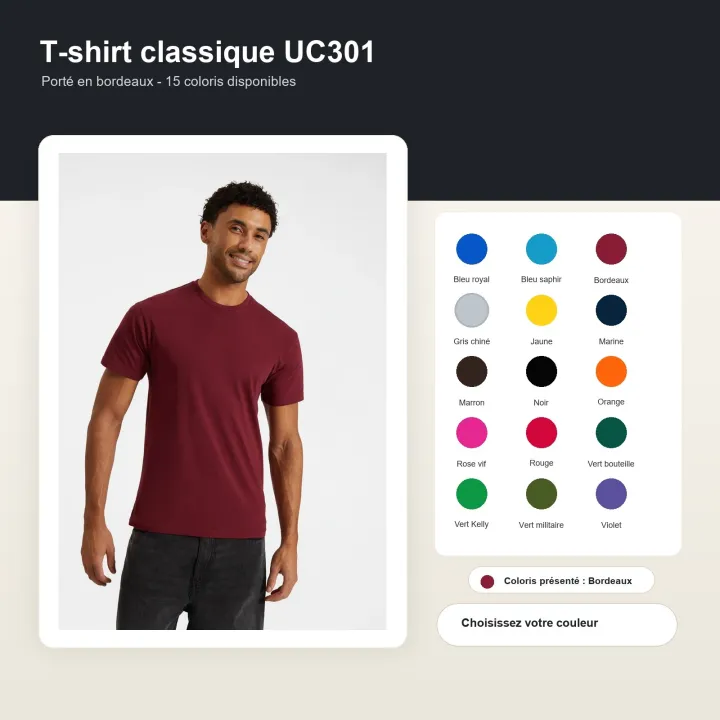Tee-Shirt mixte col rond 180 gr UC301 UNEEK
