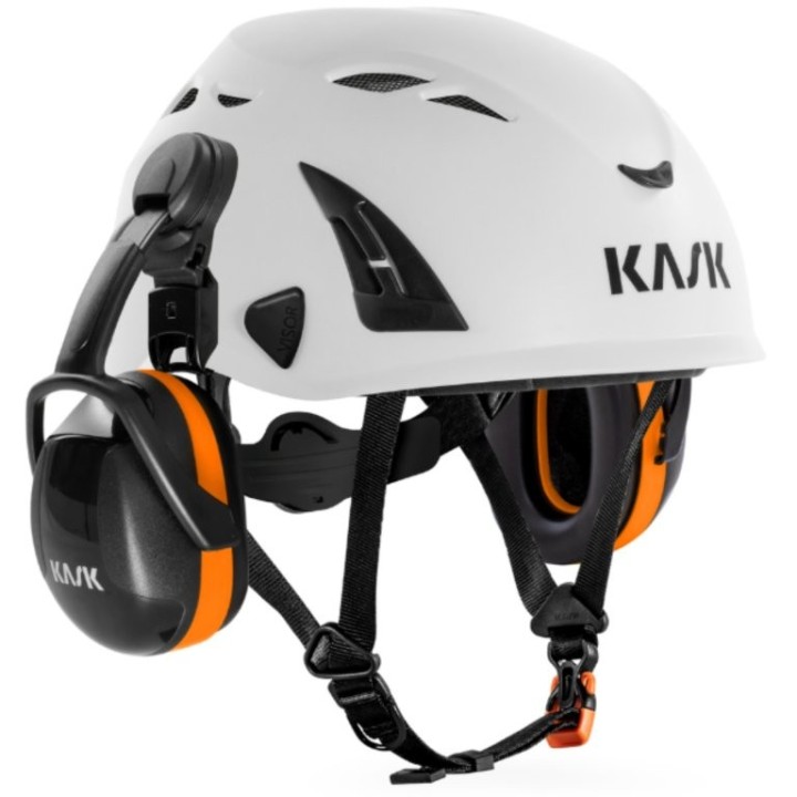 Coquille anti bruit pour casque KASK orange 27 dB monté sur casque