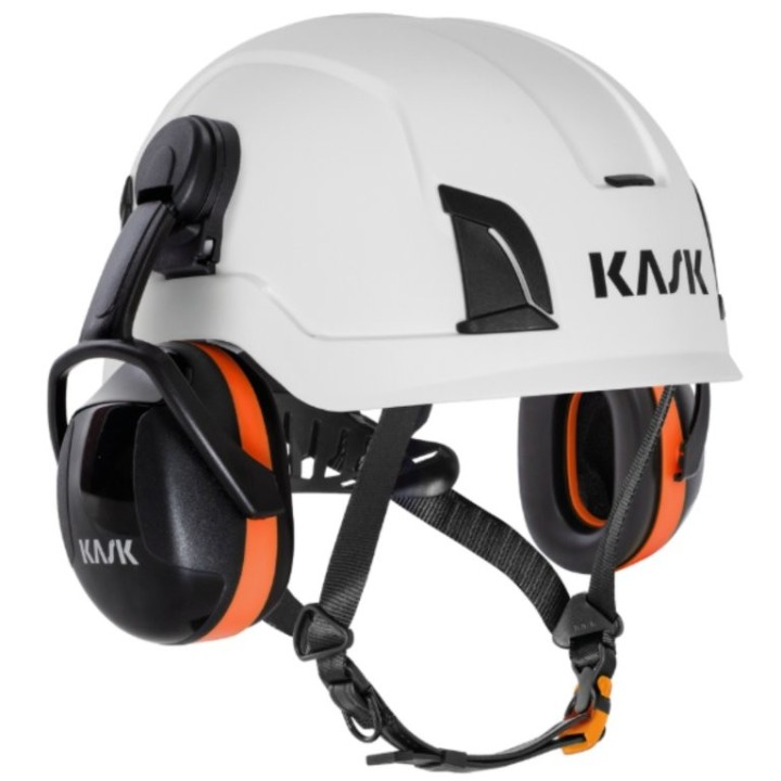 Coquille anti bruit pour casque KASK orange 27 dB monté sur casque