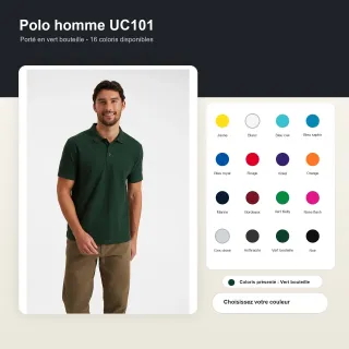 Polo homme manche courte noir 220 gr uneek UC101