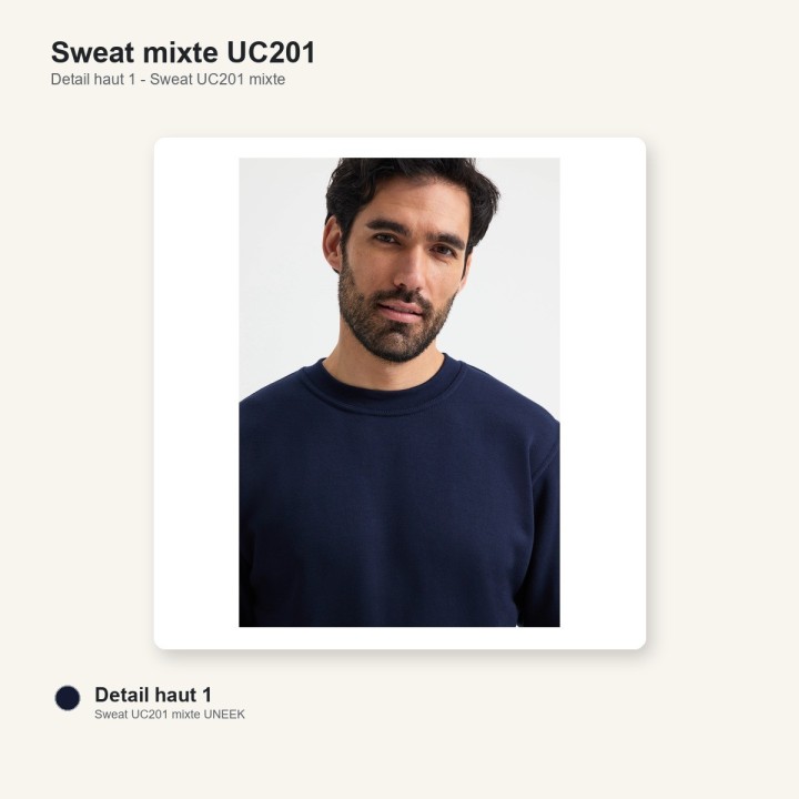 Sweat de travail marine unisexe UC201 350 grammes UNEEK