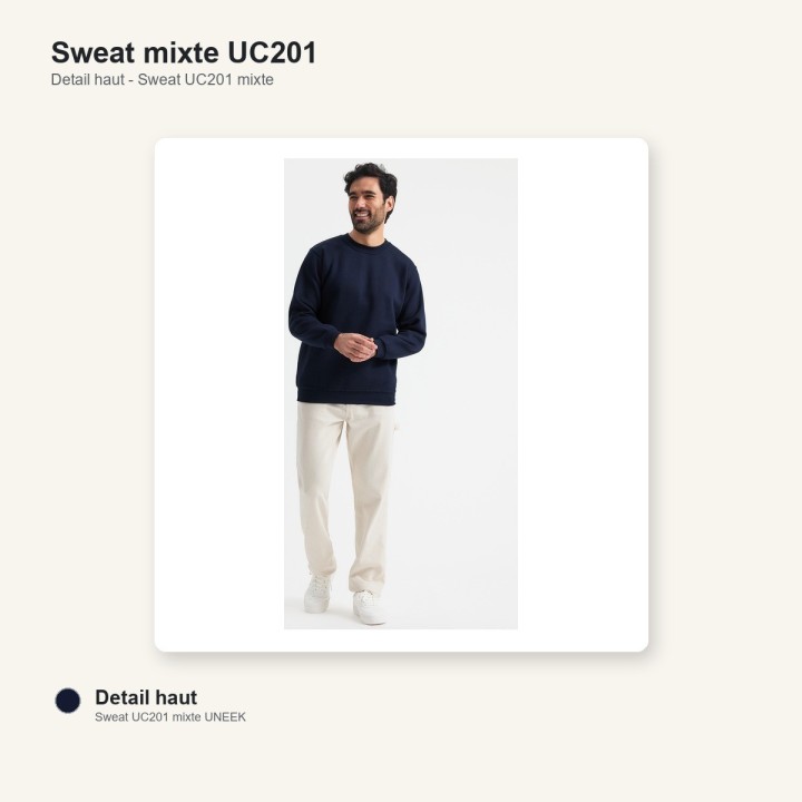 Sweat de travail marine unisexe UC201 350 grammes UNEEK