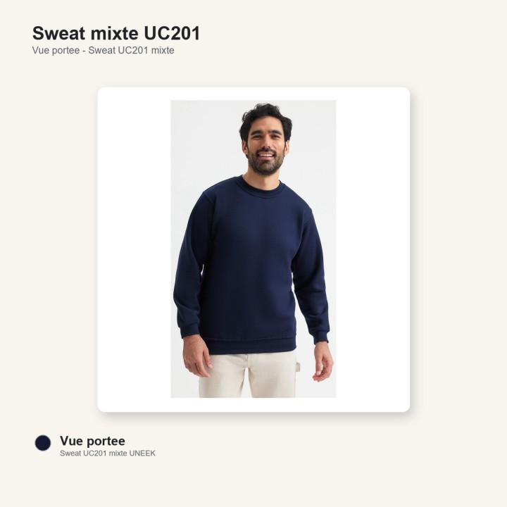 Sweat de travail marine unisexe UC201 350 grammes UNEEK