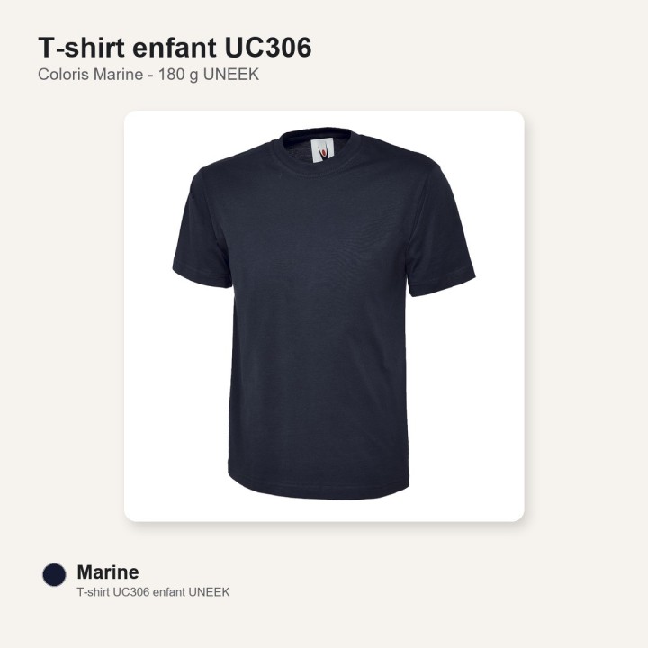 Tee shirt enfant junior 100% coton UC306 UNEEK marine