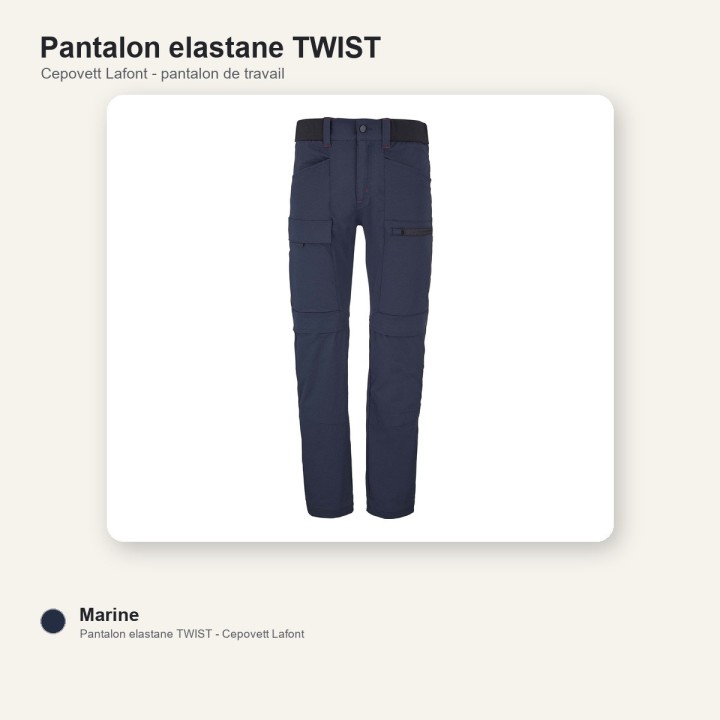Pantalon de travail stretch TWIST Cepovett marine navy