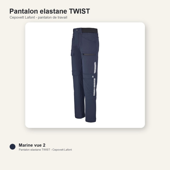 Pantalon de travail stretch TWIST Cepovett marine navy
