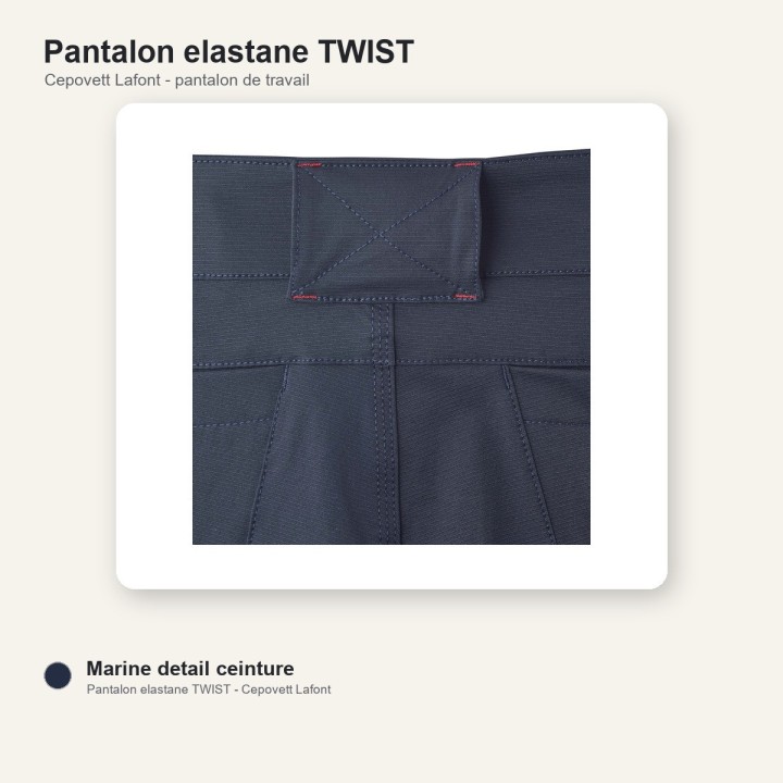Pantalon de travail stretch TWIST Cepovett marine navy ceniture