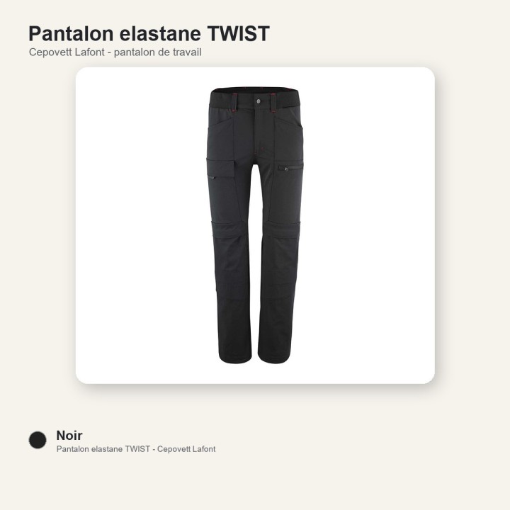 Pantalon de travail stretch TWIST Cepovett noir
