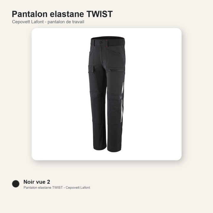 Pantalon de travail stretch TWIST Cepovett noir