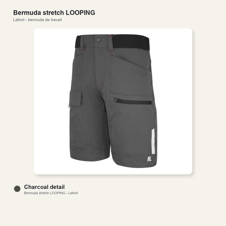 Bermuda de travail stretch LOOPING Cepovett gris