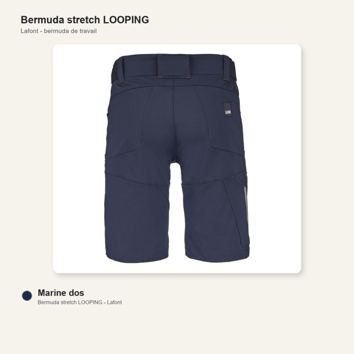 Bermuda de travail stretch LOOPING Cepovett marine dos