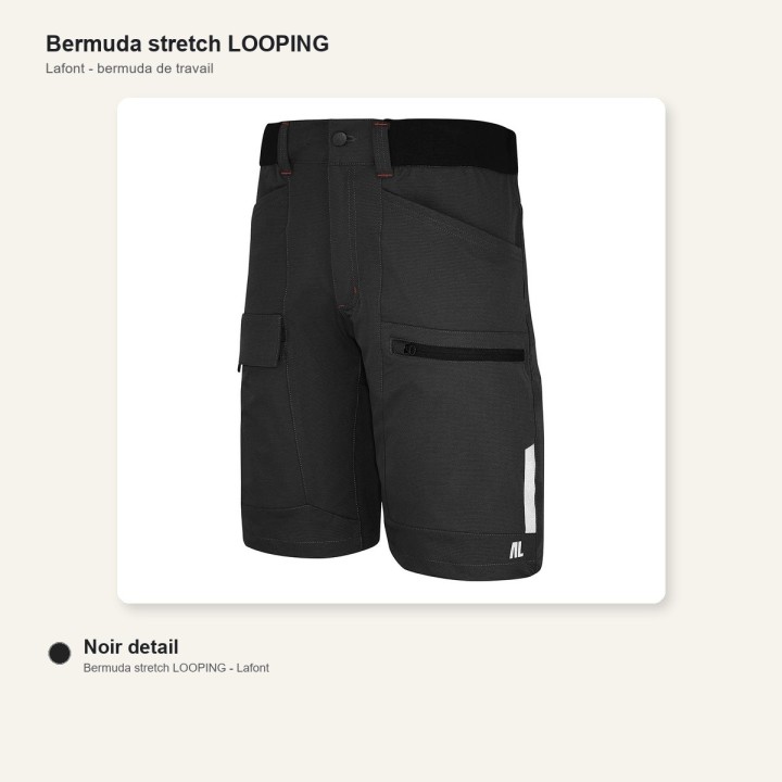 Bermuda de travail stretch LOOPING Cepovett noir