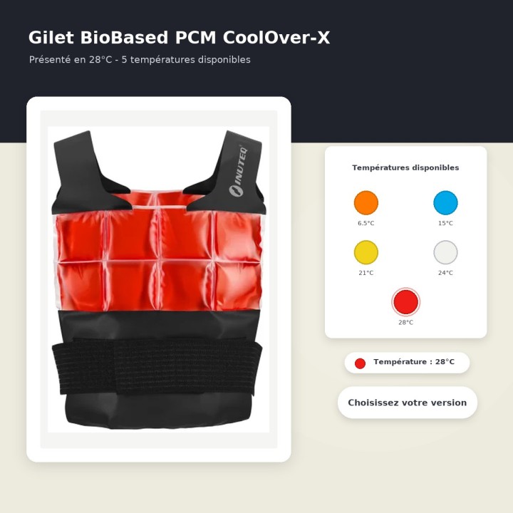 Gilet réfrigérant de 6,5° C à 29° c - PCM CoolOver X