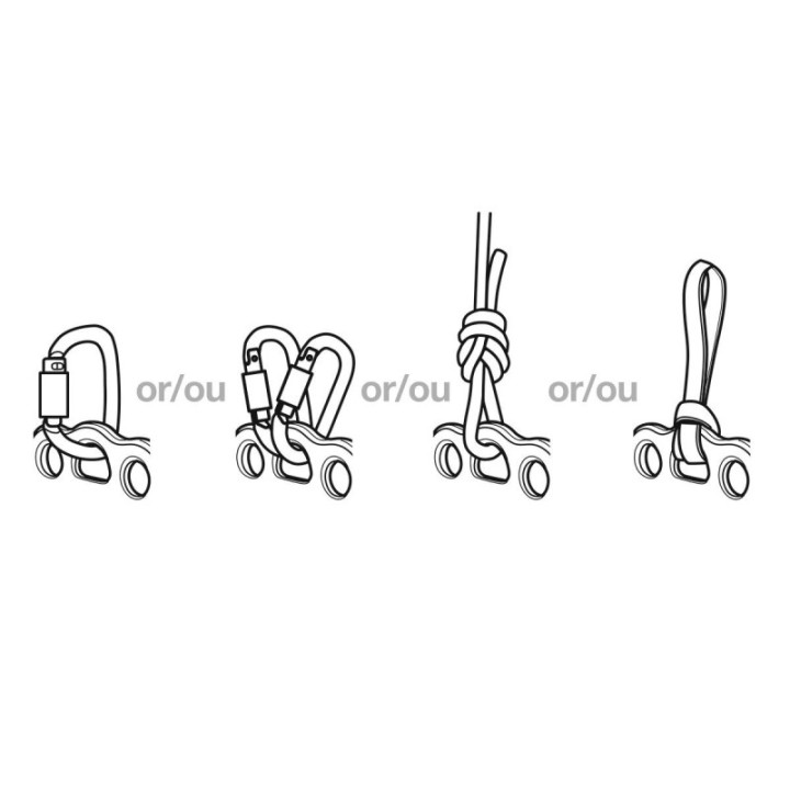 Principe d’accroche PAW PETZL – plaque d’amarrage multiconnexion – Matière aluminium
