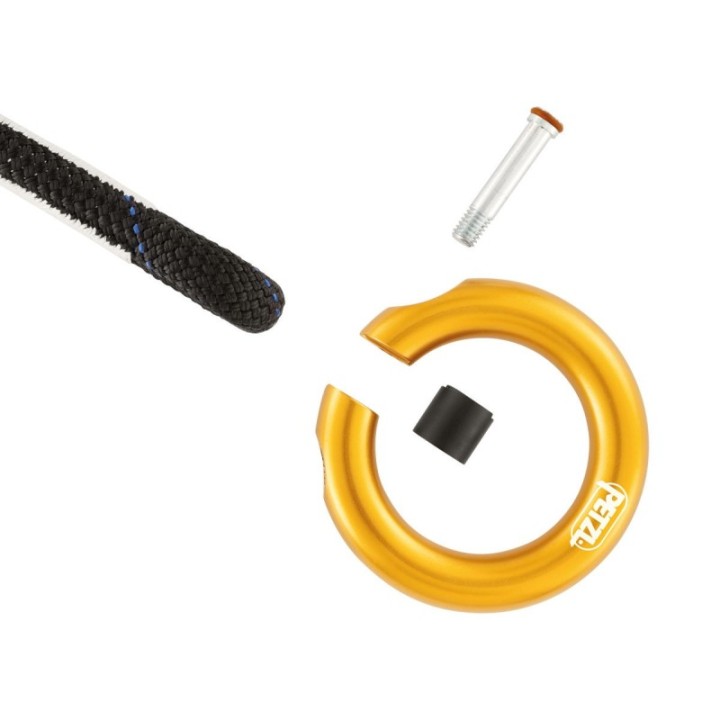 RING OPEN PETZL – émerillon ou anneau de connexion – Résistance grand axe 23 kN jaune