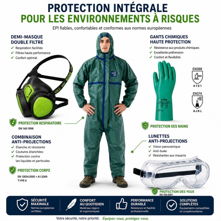 Kit protection phytosanitaire combinaison XL gants taille 10 A2P3 SECURAMA