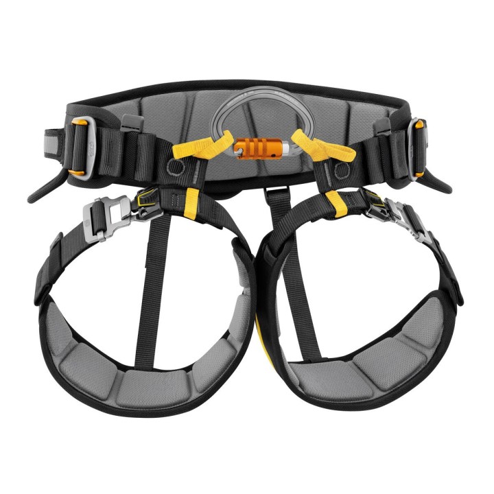 Mousqueton OMNI demi-rond multidirectionnel PETZL sur harnais cuissard