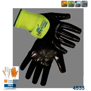 Gants anti piqure hexarmor 7082 enduction 3/4 nitrile 4533