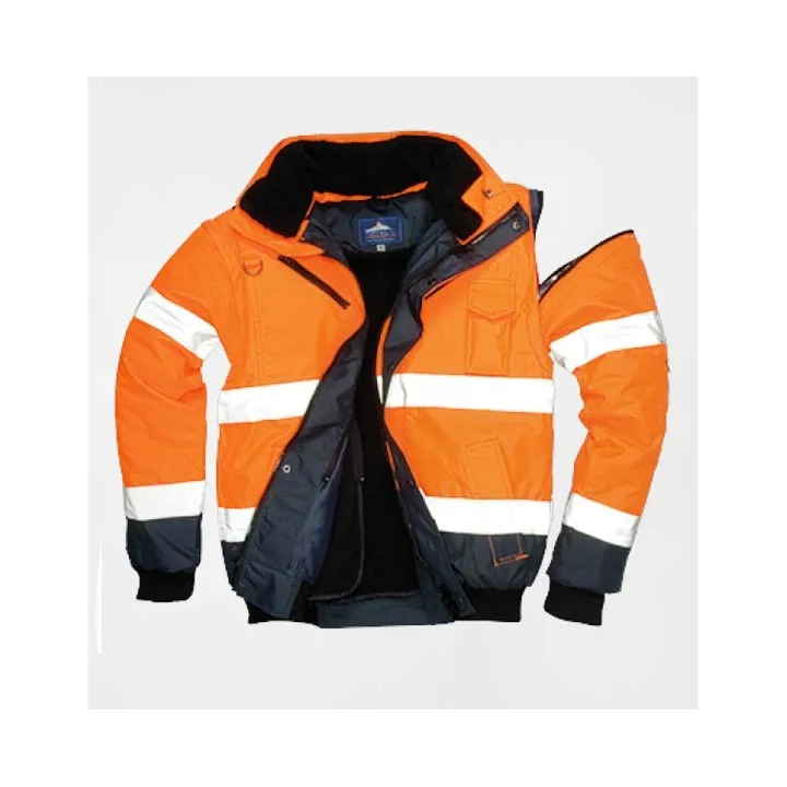 blouson haute visibilité orange avec manches amovibles