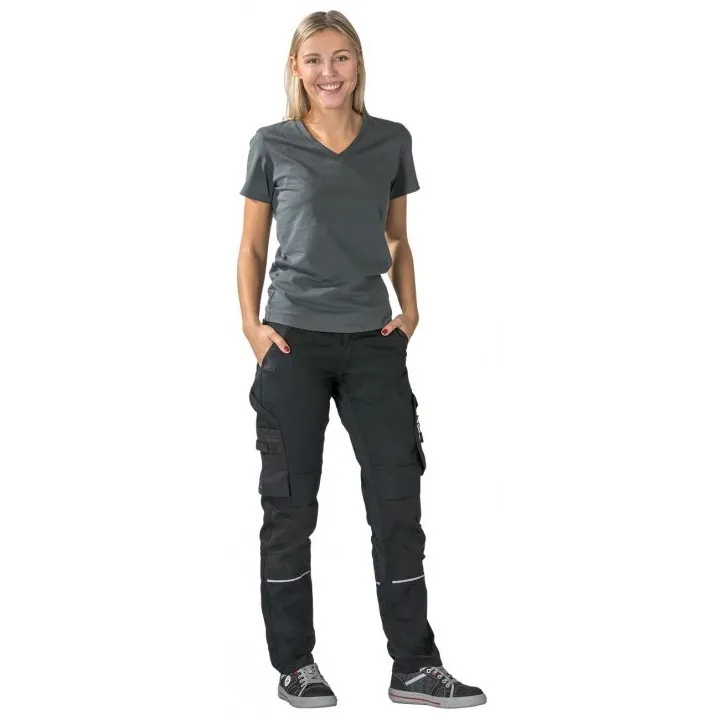 Pantalon de travail femme NORIT insert élasthanne PLANAM Noir/Noir
