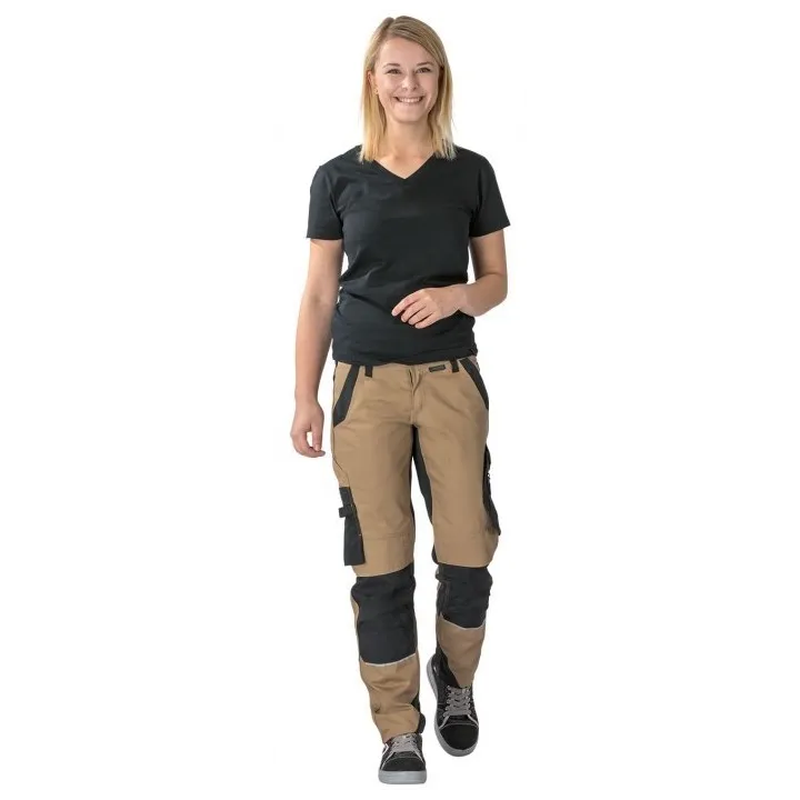 Pantalon de travail femme NORIT insert élasthanne PLANAM Sable/Noir