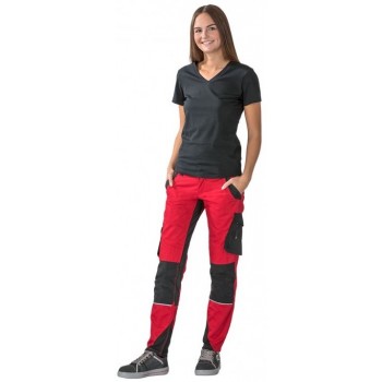 Pantalon de travail femme NORIT insert élasthanne PLANAM Rouge/Noir.