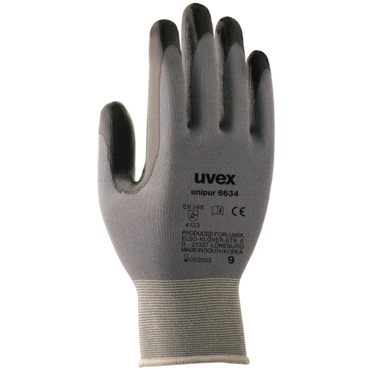 Gants déperlants réentrés UNIPUR 6634 GR UVEX I Sécurama