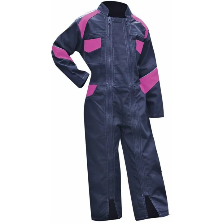 Combinaison de travail enfant junior FLEUR bleu foncé / rose LMA