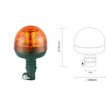 Gyrophare orange à LED Sur tige 12 volts