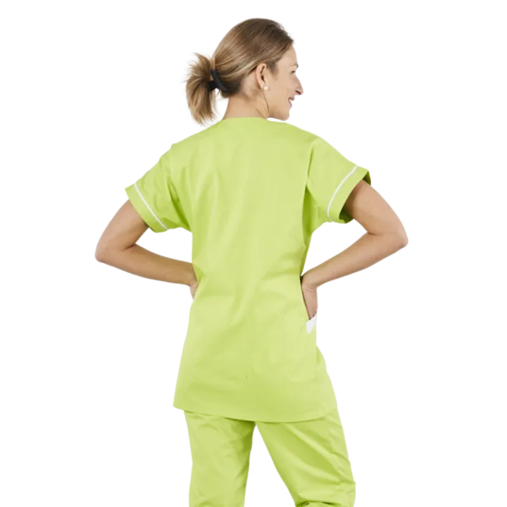 Tunique femme médicale poly coton 200gr TANA bicolore citron blanc lavage 80°