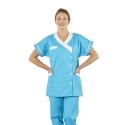 Tunique femme médicale poly coton 200gr TANA bicolore Turquoise/blanc lavage 80°