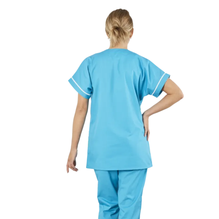Tunique femme médicale poly coton 200gr TANA bicolore Turquoise/blanc lavage 80° dos